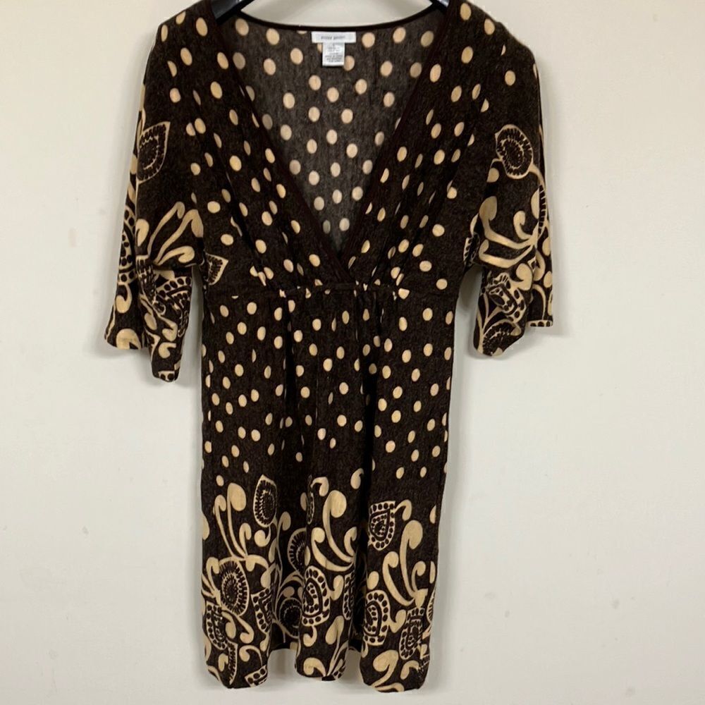 Poppy Garden Polka Dot Floral Dress Sz L